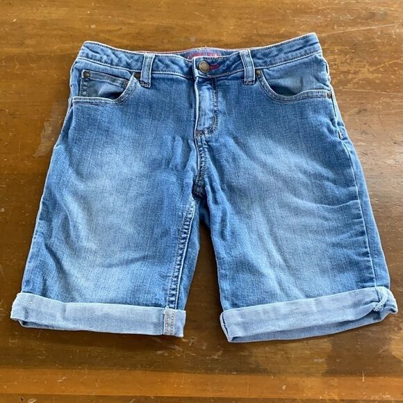 Lands’ End Rolled Hem Cuff Denim Jean Shorts Sz 14 - Picture 1 of 5